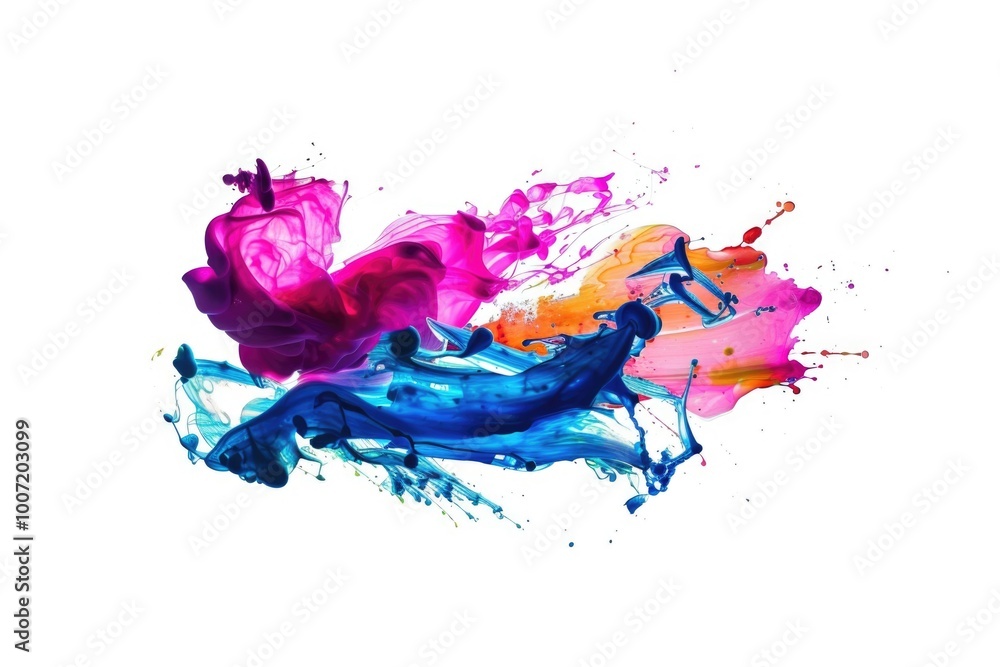 Fototapeta premium A person soaring through the air with vibrant paint, ideal for illustrating creative freedom or artistic expression