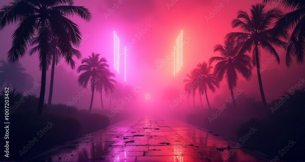 Naklejka premium palm trees at sunset