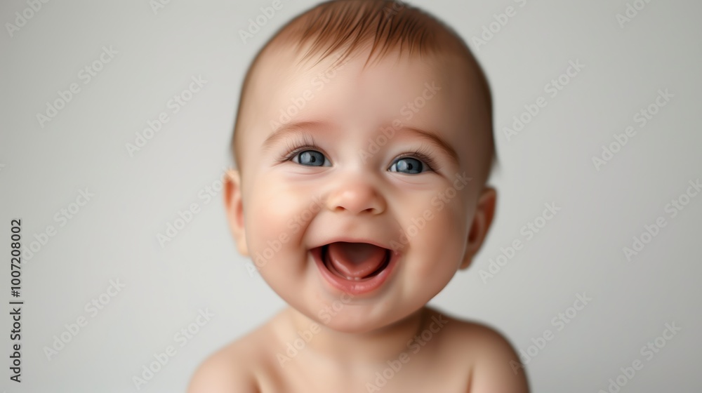 A baby’s joyful smile brightens the day A baby’s joyful smile brightens the day