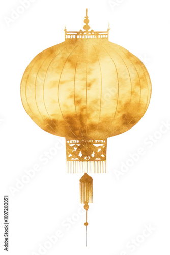 PNG Chinese gold lamp architecture celebration decoration.