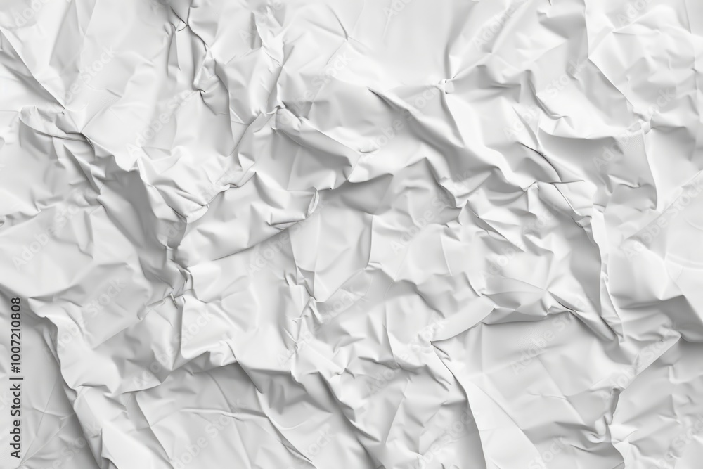 Obraz premium A close-up of a crinkled white paper sheet with textured edges