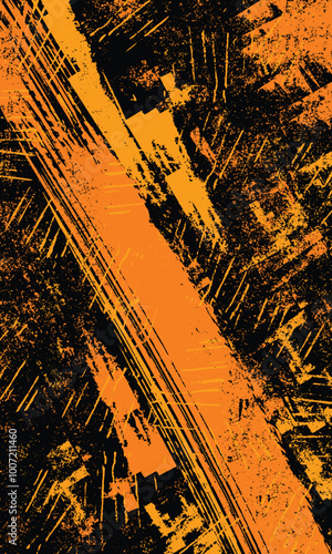 Abstract grunge brush stroke black and orange dirty background
