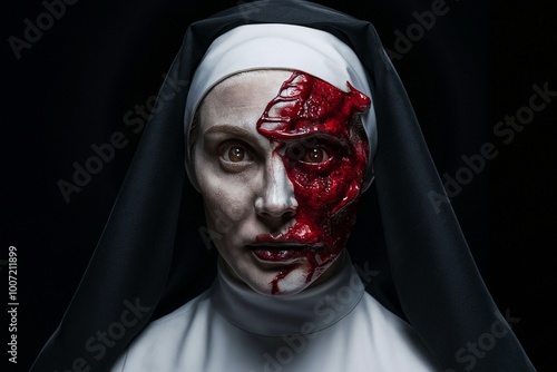 Terrifying Zombie Nun Makeup Look, Creepy Zombie Nun Costume, Transform Into a Haunting Zombie Nun makeup, nun zombie makeup, horror nun makeup, spooky nun costume, scary nun look, zombie nun face, cr