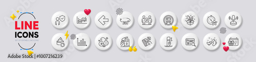 Christmas calendar, Microphone and Diagram graph line icons. White buttons 3d icons. Pack of Financial diagram, Credit card, Metro subway icon. 360 degrees, Sun cream, Vip timer pictogram. Vector