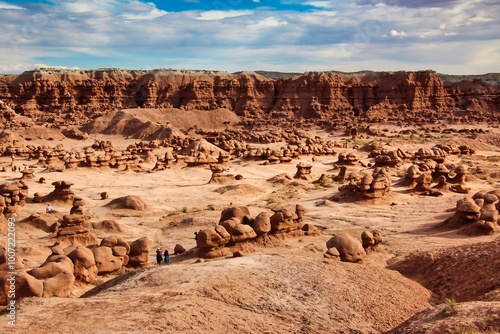 The Observation Point of Natural Red Rock Formations in Goblin Valley State Park in Utah. photo