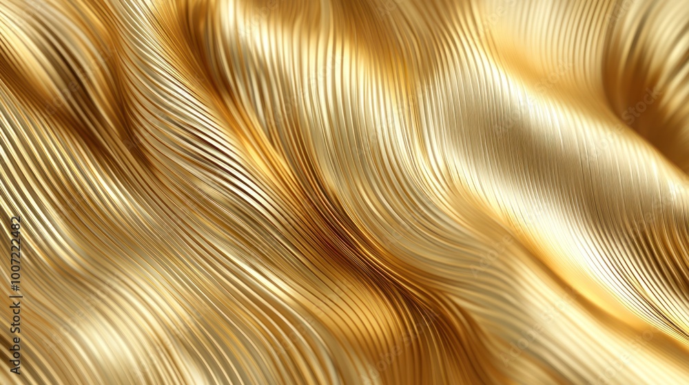 Naklejka premium Abstract golden background with wavy lines.