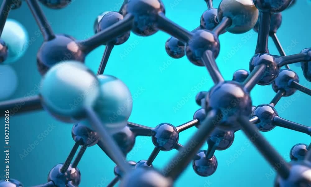 3D Render of Blue Molecules and Abstract Biological Chains 3D Render of Blue Molecules and Abstract Biological Chains