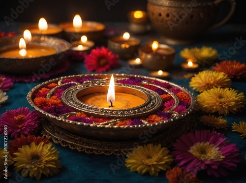 Delicious Diwali sweets and snacks arranged beautifully on a table ready for sharing and enjoyment photo