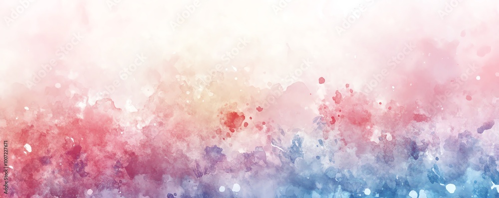 Fototapeta premium Abstract watercolor background with a blend of soft pink, blue, and white hues creating a serene and artistic atmosphere.