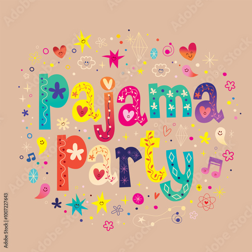 pajama party unique lettering design
