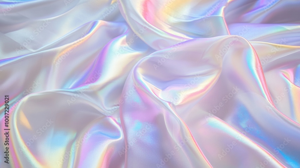 Obraz premium Abstract iridescent fabric background with soft pastel colors.