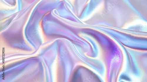 Abstract holographic iridescent fabric texture.