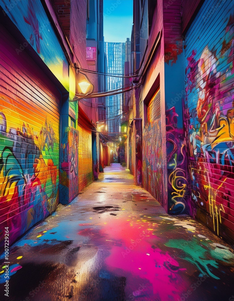 Fototapeta premium Colorful graffiti alley