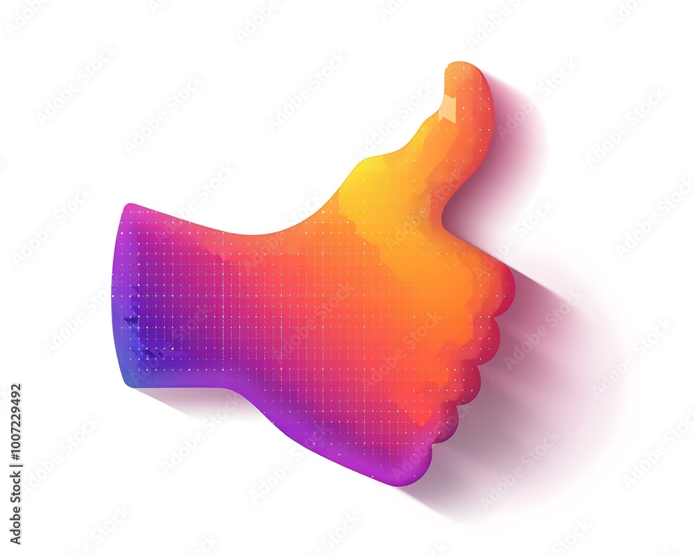 Polished gradient orange-to-purple thumb with a digital pixel effect on a pure white flat lay background, isolated and giving a retro touch Polished gradient orange-to-purple thumb with a digital pixel effect on a pure white flat lay background, isolated and giving a retro touch