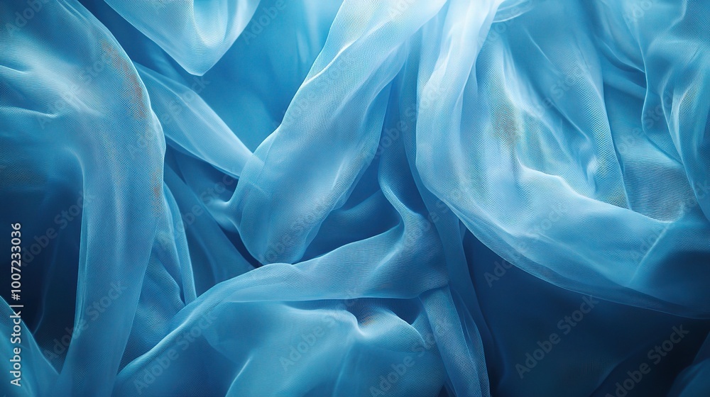 Obraz premium Soft Blue Fabric Texture with Flowing Layers