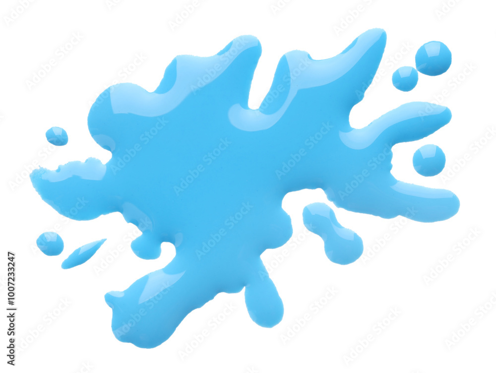 Blot of light blue printer ink isolated on white, top view Blot of light blue printer ink isolated on white, top view