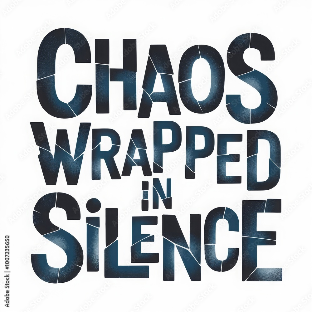 Artistic representation of the phrase 'Chaos Wrapped in Silence' emphasizing contrasts and emotions through typography and design Artistic representation of the phrase 'Chaos Wrapped in Silence' emphasizing contrasts and emotions through typography and design