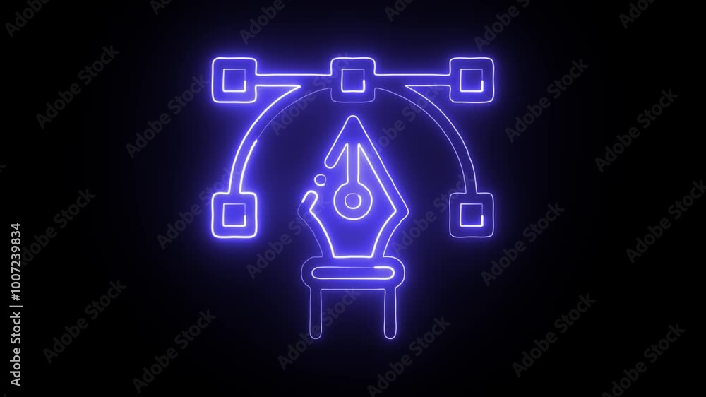 Glowing Neon Graphic Design Icon Isolated on Black Background. HD Video Motion Graphic Animation Glowing Neon Graphic Design Icon Isolated on Black Background. HD Video Motion Graphic Animation