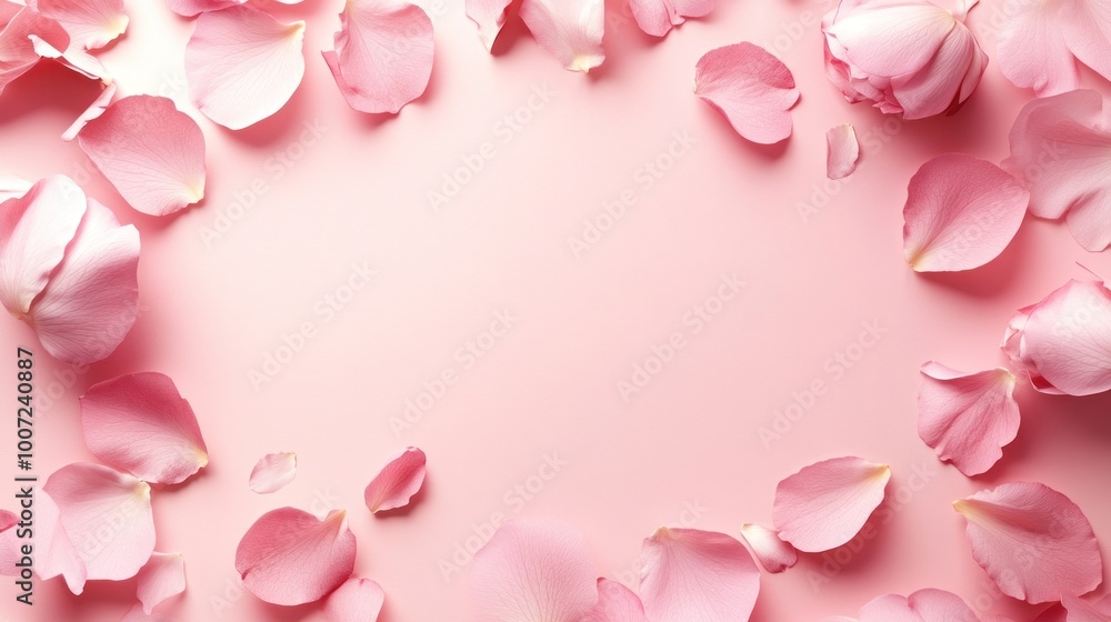 Pink Rose Petals Frame on a Pink Background. Pink Rose Petals Frame on a Pink Background.