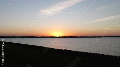 Sunset at Hillsdale Lake in Miami County Kansas photo