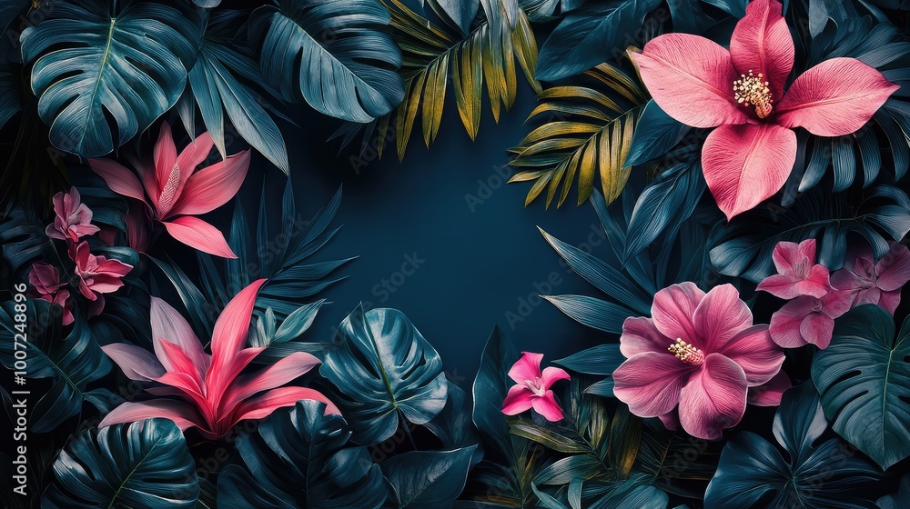 Exotic Jungle Leaves and Plants on Floral Wallpaper: Abstract Botanical Design for Photo Wallpaper, Murals, and Cards Exotic Jungle Leaves and Plants on Floral Wallpaper: Abstract Botanical Design for Photo Wallpaper, Murals, and Cards