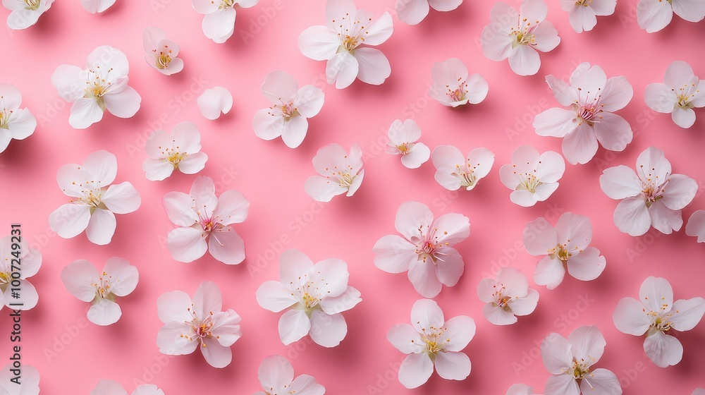 Top View of Flower Blossom Pattern on Pink Background - Vibrant Floral Design with Delicate Petals and Soft Pastel Colors for Modern and Elegant Visuals Top View of Flower Blossom Pattern on Pink Background - Vibrant Floral Design with Delicate Petals and Soft Pastel Colors for Modern and Elegant Visuals