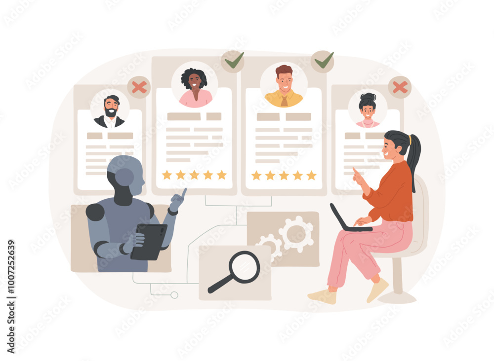 AI-Enhanced Recruitment and Screening abstract concept vector illustration. AI-Enhanced Recruitment and Screening abstract concept vector illustration.