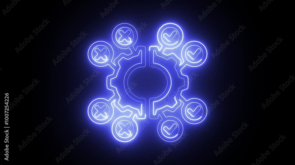 Glowing Neon Disruption Icon Isolated on Black Background. HD Video Motion Graphic Animation Glowing Neon Disruption Icon Isolated on Black Background. HD Video Motion Graphic Animation