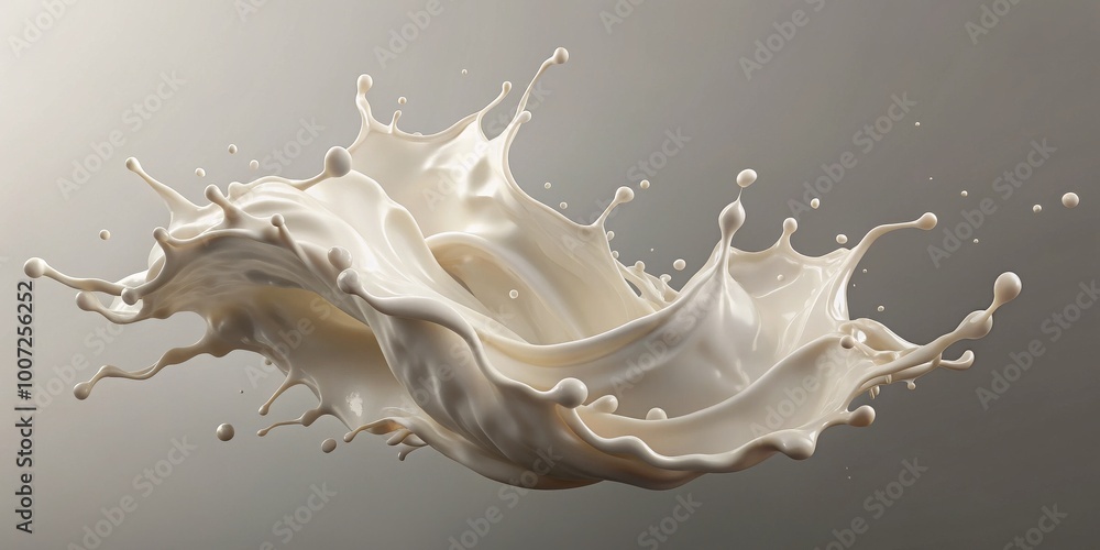 Creamy Milk Splash in Motion, Liquid, Abstract, 3D Rendering Creamy Milk Splash in Motion, Liquid, Abstract, 3D Rendering