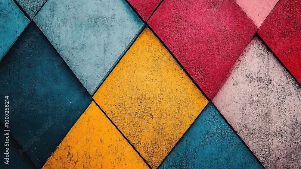 Colorful Geometric Pattern on Textured Surface Colorful Geometric Pattern on Textured Surface