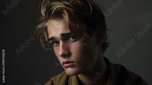 Portrait of a contemplative young man with stylish hair