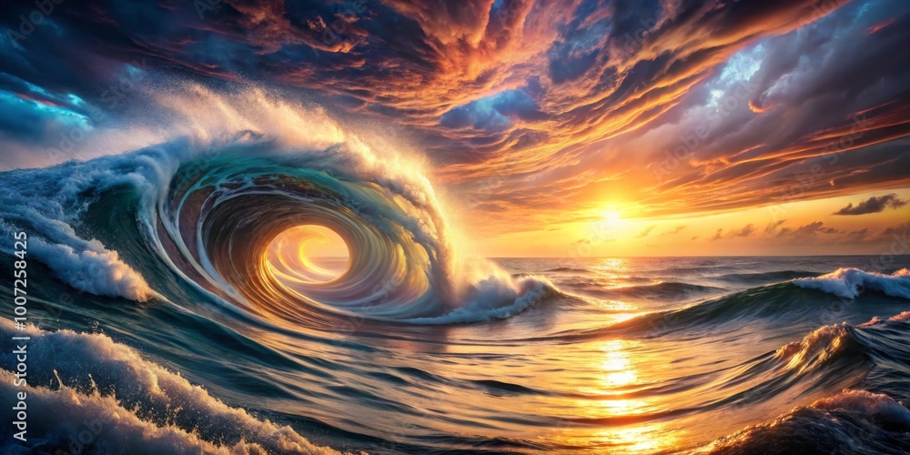 Golden Hour Wave Portal, sunset, ocean, nature Golden Hour Wave Portal, sunset, ocean, nature