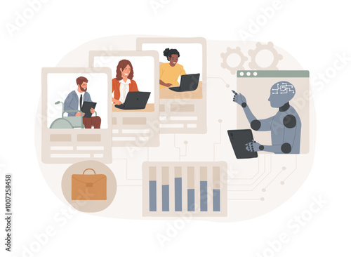 AI-Driven Diversity and Inclusion Initiatives abstract concept vector illustration.