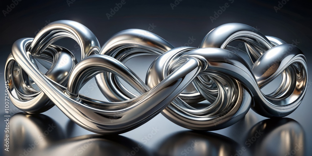 Intertwined Metallic Curves A 3D Rendered Abstract Sculpture, abstract art, metal sculpture, 3D rendering Intertwined Metallic Curves A 3D Rendered Abstract Sculpture, abstract art, metal sculpture, 3D rendering