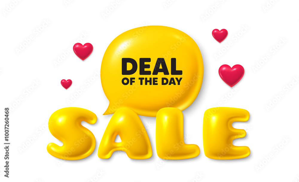 Sale text 3d banner with chat bubble. Deal of the day tag. Special offer price sign. Advertising discounts symbol. Day deal chat message. 3d speech bubble offer banner. Sale text balloon. Vector Sale text 3d banner with chat bubble. Deal of the day tag. Special offer price sign. Advertising discounts symbol. Day deal chat message. 3d speech bubble offer banner. Sale text balloon. Vector