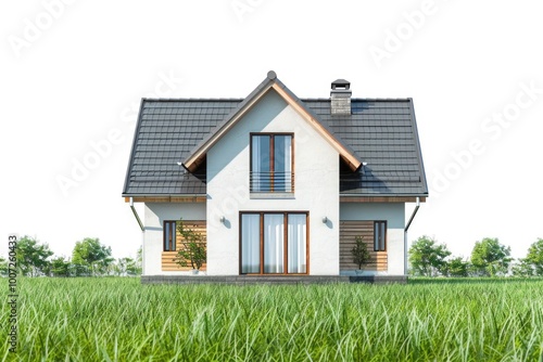 Wallpaper Mural A small cottage surrounded by lush grass and natural landscape Torontodigital.ca