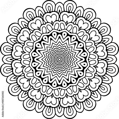 Ready to Print SVG Mandala for Coloring Doodle Flowers Pattern Floral Relaxing Art Ready made Sketch Mandala Graphics flower pattern vector floral rose illustration nature art decoration