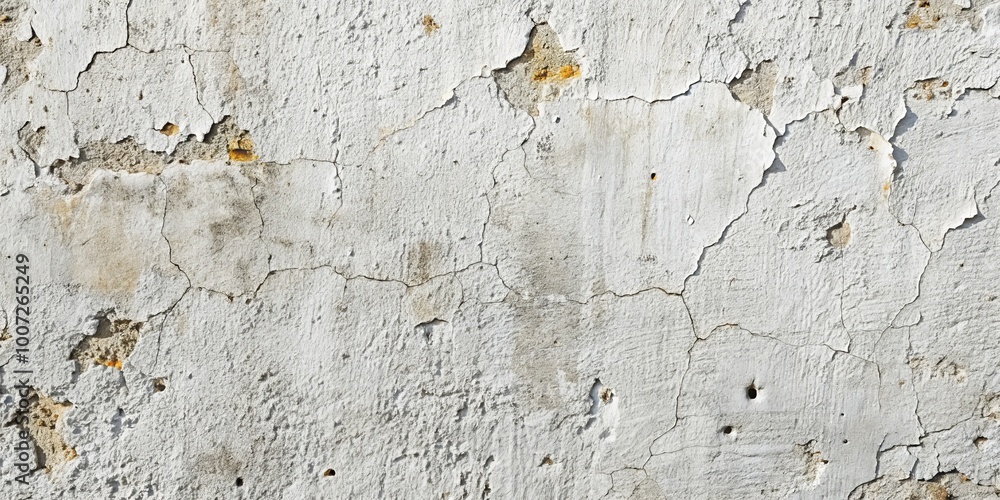 Obraz premium White Wall With Cracks And Flakes, Crack, Flakes, Wall Texture