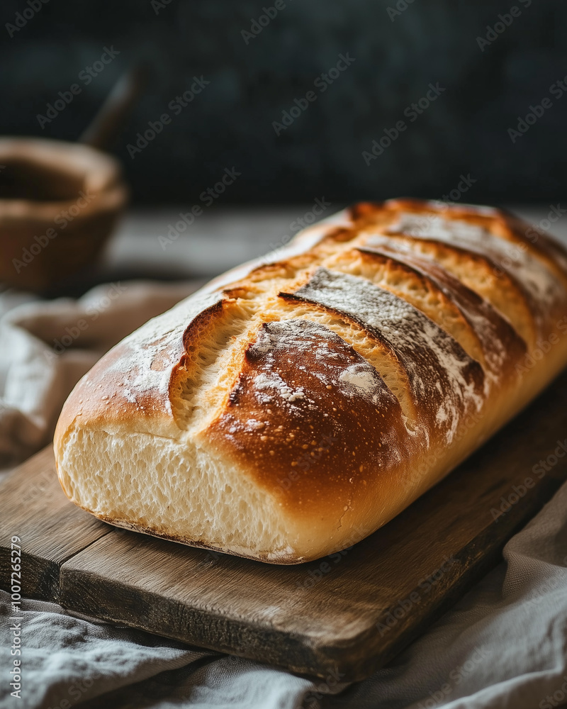 A rustic loaf of freshly baked bread with a golden crust and soft interior. A rustic loaf of freshly baked bread with a golden crust and soft interior.