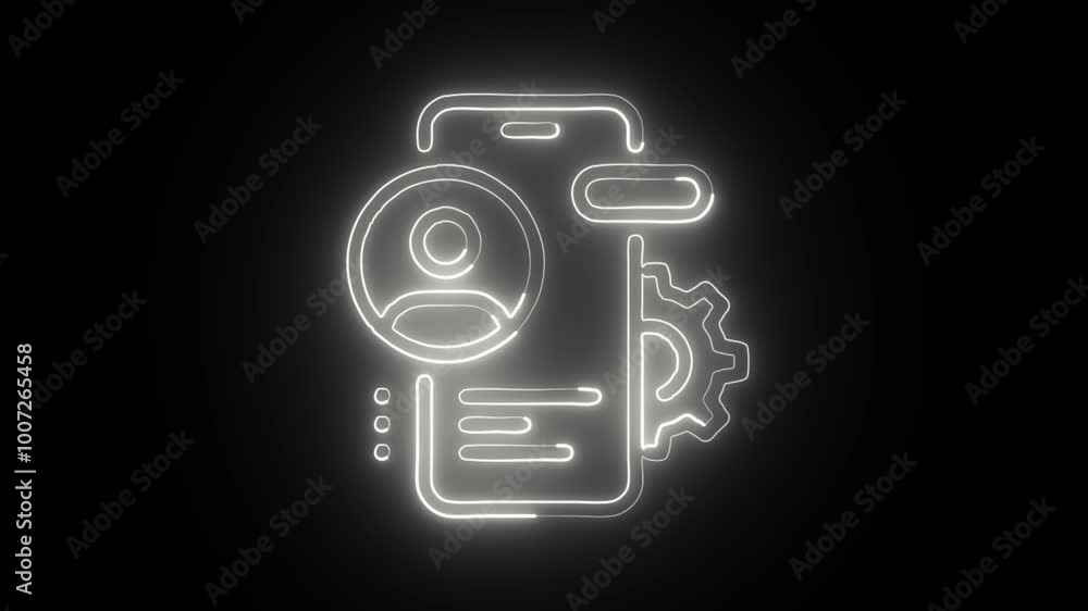 Glowing Neon UI Design Icon Isolated on Black Background. HD Video Motion Graphic Animation Glowing Neon UI Design Icon Isolated on Black Background. HD Video Motion Graphic Animation