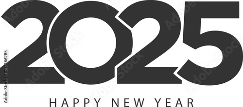 Simple style lines happy new year 2025 black white theme. Vector illustration.