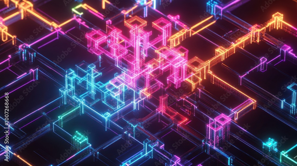Obraz premium Abstract Neon 3D Structure