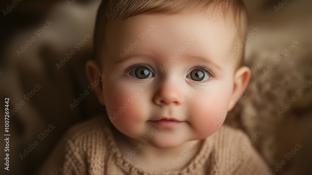Happy baby smiling against a warm, golden bokeh background, creating a soft and joyful atmosphere. Happy baby smiling against a warm, golden bokeh background, creating a soft and joyful atmosphere.