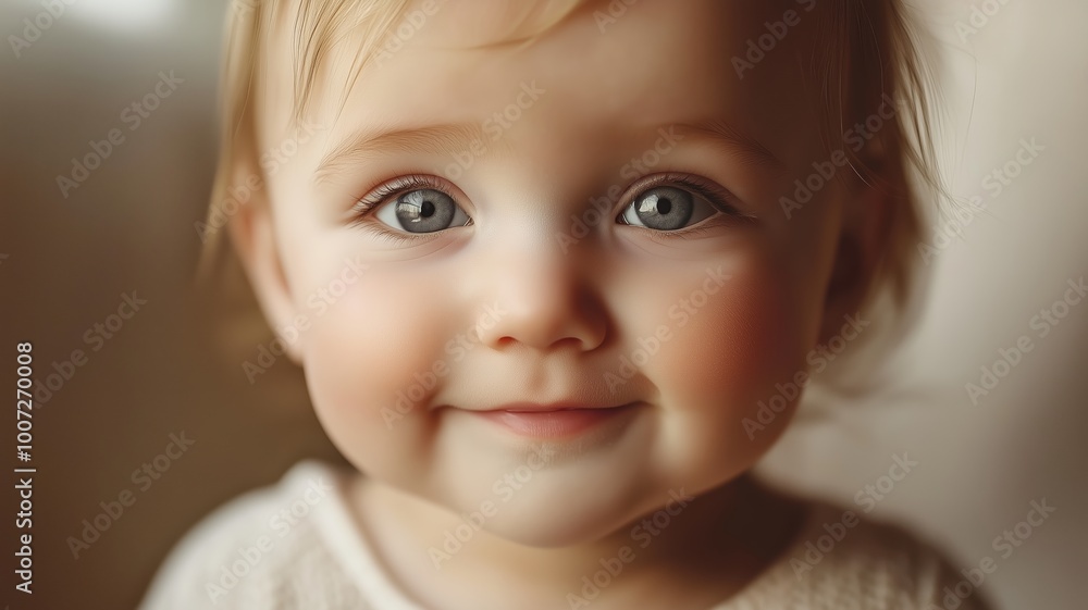 Happy baby smiling against a warm, golden bokeh background, creating a soft and joyful atmosphere. Happy baby smiling against a warm, golden bokeh background, creating a soft and joyful atmosphere.