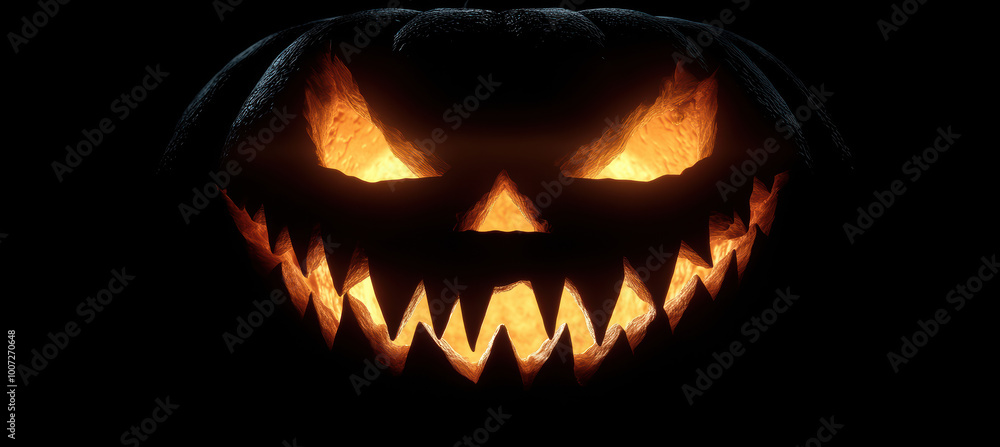 Scary Jack-o'-Lantern Face Glowing in the Dark Scary Jack-o'-Lantern Face Glowing in the Dark