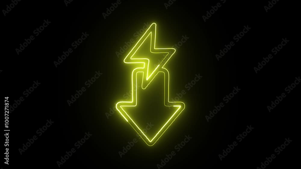 Glowing Neon Energy Consumption Icon Isolated on Black Background. HD Video Motion Graphic Animation Glowing Neon Energy Consumption Icon Isolated on Black Background. HD Video Motion Graphic Animation