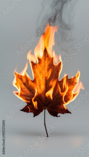 Flames Devour a Dried Maple Leaf in Stunning Detail!