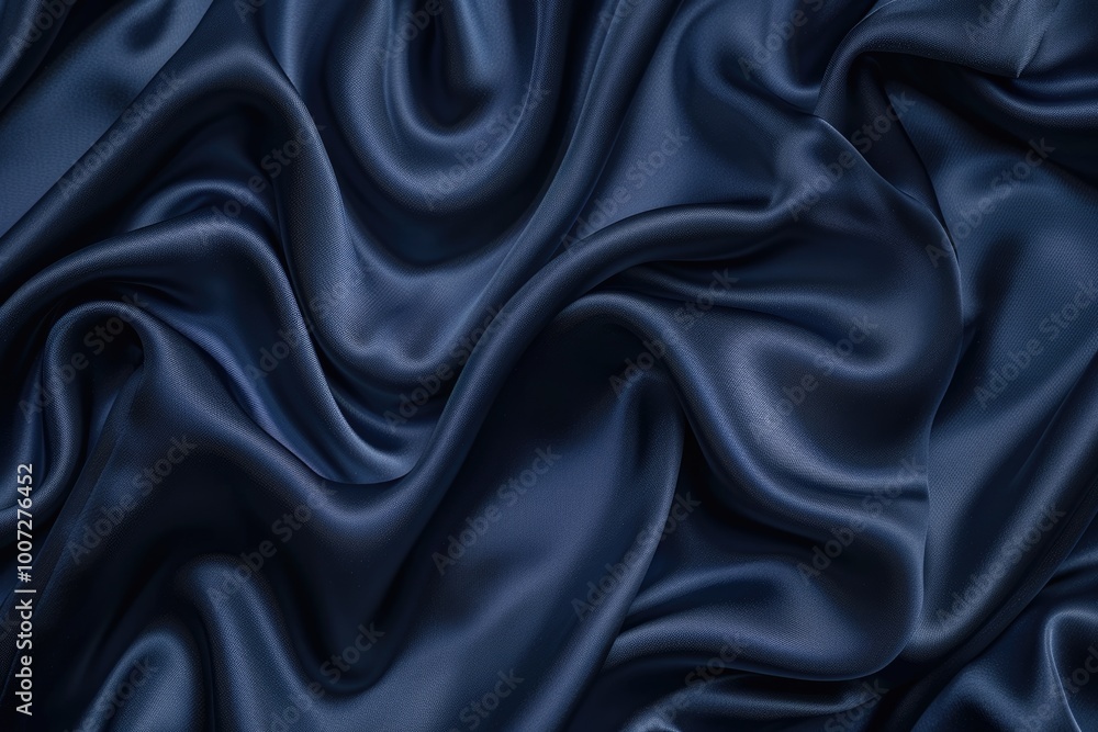 Obraz premium Elegant navy blue silk satin background for festive occasions.