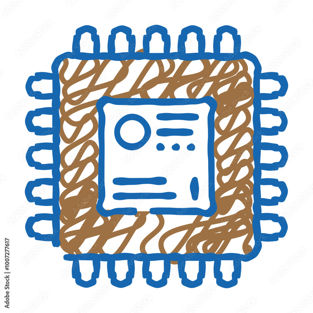 microcontroller electronic component doodle icon sketch vector ...