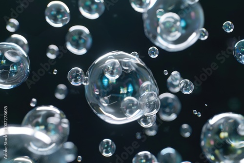 BUBBLES ISOLATED ON BLACK BACKGROUND